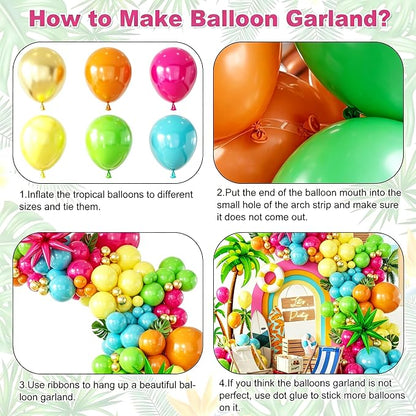 157PCS Flamingo Tropical Luau Balloons Arch Garland Kit, Olive Green Hot Pink - Image 3