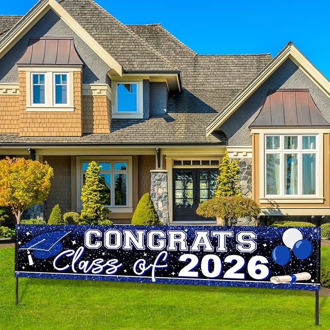 2026 Graduation Yard Sign Large Congrats Grad Banner Blue | Class of 2026 Banner - Image 5