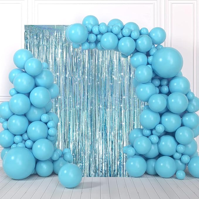 Voircoloria Laser Light Blue Fringe Backdrop Curtains, 3 Pack | Tinsel Streamers - Image 5