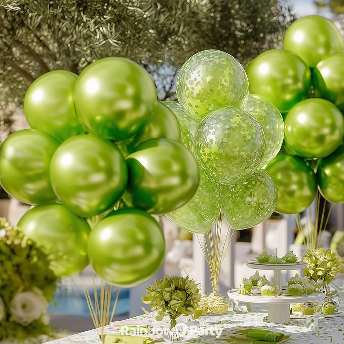 RainbowQ Metallic Lime Green Balloons 55Pcs 12 Inch Confetti Helium Party | - Image 5