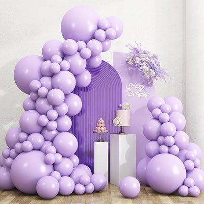 RUBFAC 135pcs Pastel Purple Lavender Balloons Different Sizes 18 12 10 5 Inch by RUBFAC