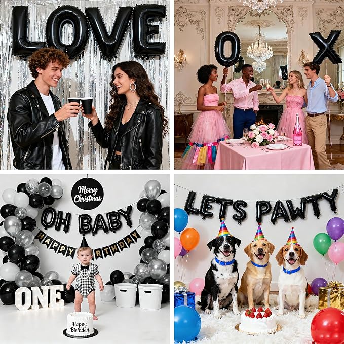36 Pcs Black Letter Balloons, Custom A-Z Set - Image 6