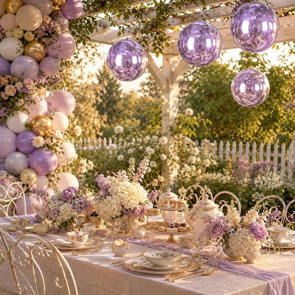Purple 4D Round Foil Balloons, 22Inch Metallic Purple Balloons - Image 4