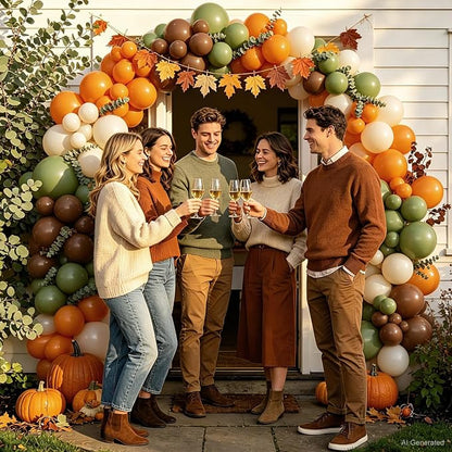 Green Fall Balloon Arch Kit for Autumn Thanksgiving Party Decorations | Orange - Image 3
