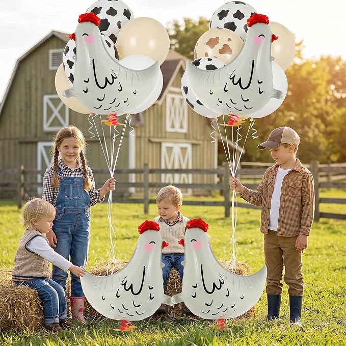 6 Pcs Walking Chicken Balloons, 20 Inch Chickens Foil Balloons - Image 7