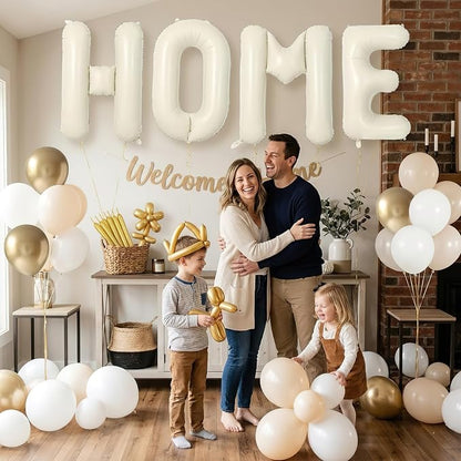 40 Inch Giant HOME Letter Balloons Decor Kit Boho Cream White Champagne Gold - Image 8