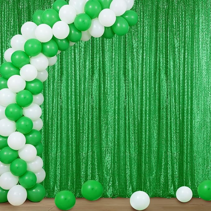 Sugargirl Grass Green Sequin Backdrop Curtain 4FTx8FT Glitter Grass Green by Sugargirl