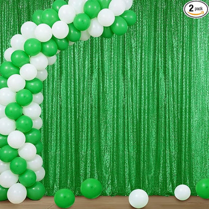 Sugargirl Grass Green Sequin Backdrop Curtain 4FTx8FT Glitter Grass Green by Sugargirl