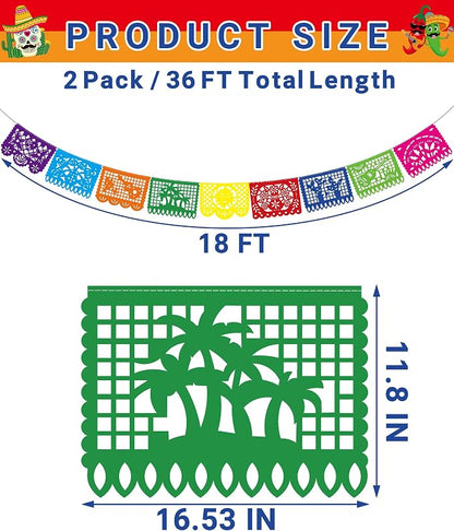 36 FT Cinco De Mayo Decorations, 2 Pack Mexican Party Banner, Plastic Fiesta - Image 2