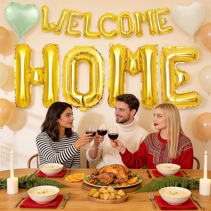 Welcome Home Balloons Green Gold, 40Inch HOME and 16Inch Welcome Foil Balloons - Image 5