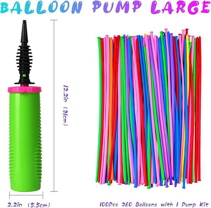 100Pcs 260 Balloons Latex with 1 Hand Balloon Pump Kit, Professional Premium - Image 2