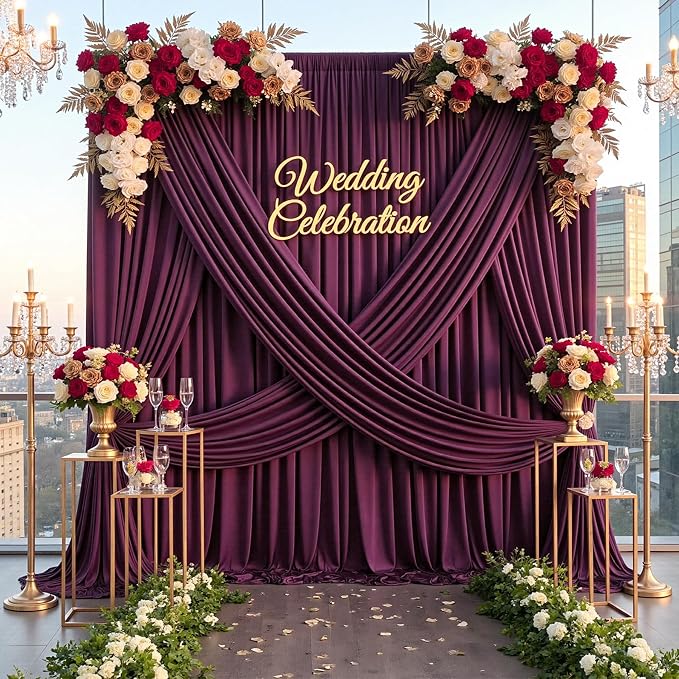 10×14 ft Wrinkle Free Maroon Backdrop Curtain - Image 5
