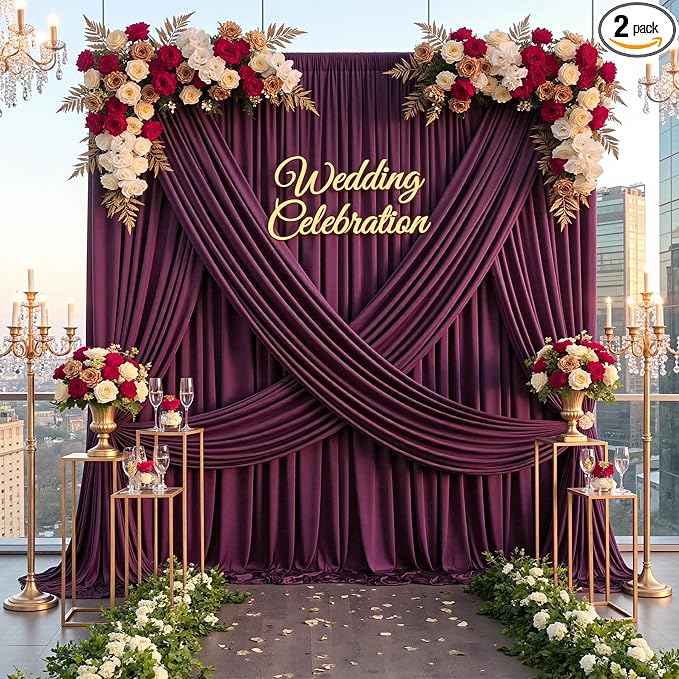 10ft×12ft Wrinkle Free Burgundy Backdrop Curtain by ENJOYYOURPARTY