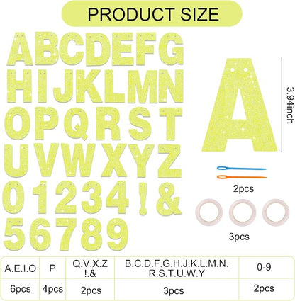 BEISHIDA Glitter Yellow 116 PCS A-Z DIY Letter Custom Banner Party Decor | 111 - Image 3