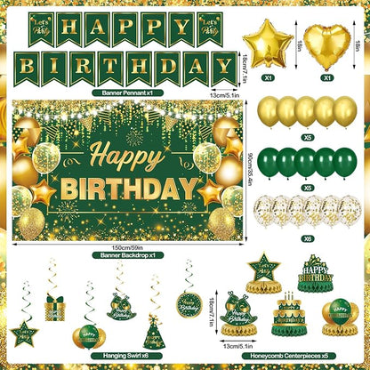 Green Gold Birthday Decorations Set - Image 4