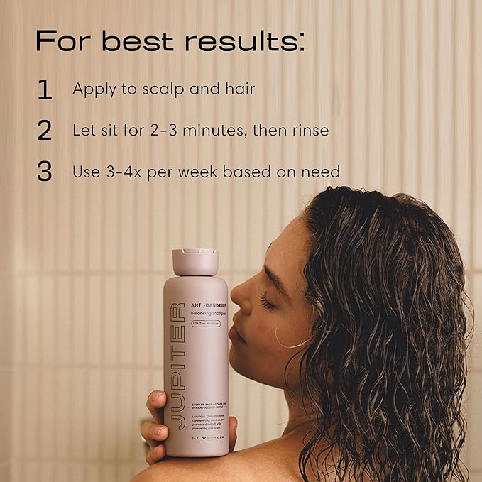 Jupiter Anti Dandruff Shampoo - Shampoo for Men & Women for Flaky, Itchy, Oily, & Dry Scalp - Nourishes Scalp and Reduces Breakage & Flakes - Color-Safe, Sulfate-Free, Paraben-Free - 2 Pack