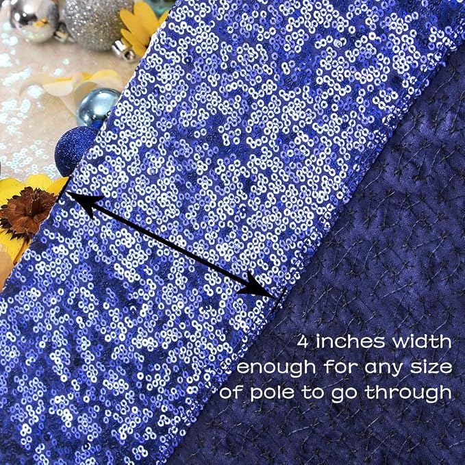 PartyDelight Navy Blue Sequin Backdrop Curtains 2x8ft 2 Panels | Sparkly 3mm - Image 7