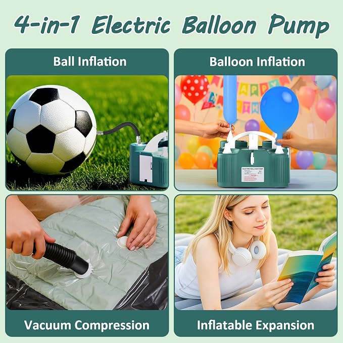 4-in-1 Balloon Pump Electric Balloon Pump Inflador De Globos Electrica Sports - Image 3