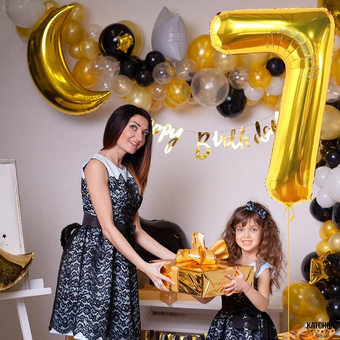 KatchOn Gold Number 7 Balloon 40 Inch, 7th Birthday Balloon | 7th Birthday - Image 3
