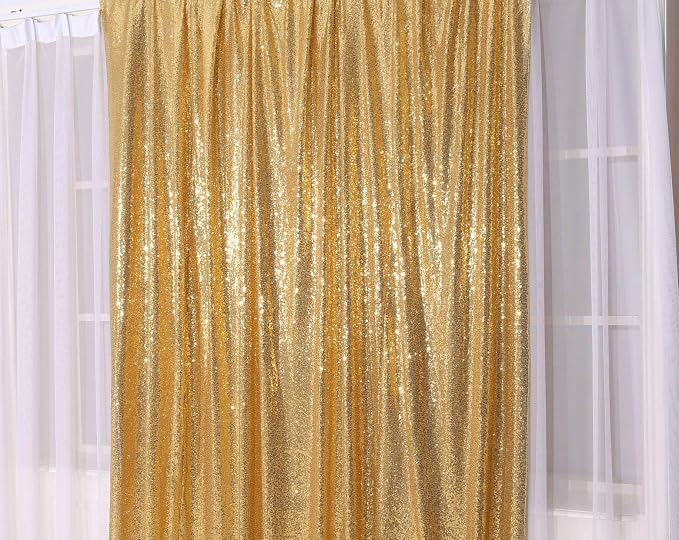 Poise3EHome Gold Sequin Backdrop, 8FT x 8FT Sequin Photography Backdrop Curtain - Image 4