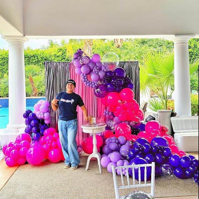 Pink Purple Blue Balloons 12 Inch 50 Pcs Royal Dark Purple Metallic Blue Dusty - Image 4