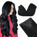 GOO GOO Clip in Hair Extensions Real Human Hair, Remy Human Hair Extensions Clip ins for Women, Natural Human Hair, 12inch 85g 7Pcs, #1 Jet Black
