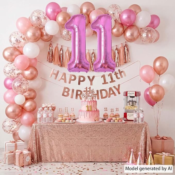 Pink Number 11 Balloon 40 Inch, Shiny Twin Digit Foil Decoration | Stunning - Image 6