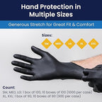 Adenna Dark Light Bulk Disposable Nitrile Gloves – 9 Mil, Heavy Duty Work Rubber Glove with Textured Grip, Non-Latex & Powder Free, Case of 1000, Medium, Black