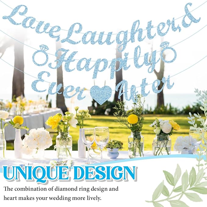 Ctosree Love Laughter & Happily Ever After Banner, Pre-strung, Ever After - Image 4