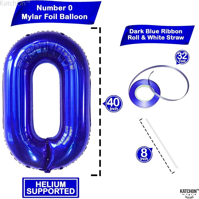 KatchOn Navy Blue Number 0 Balloon 40 Inch | 0 Navy Blue Balloons, 0 Navy Blue - Image 4