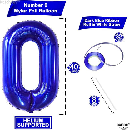 KatchOn Navy Blue Number 0 Balloon 40 Inch | 0 Navy Blue Balloons, 0 Navy Blue - Image 4