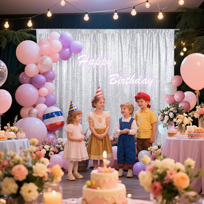 SquarePie 10x10ft Silver Sequin Backdrop, High Density Non-Transparent Glitter - Image 9