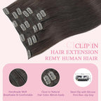 PINKPEARL Human Hair Extensions Clip ins 22inch Clip in Hair Extensions #2 Dark Brown Real Human Hair Clip on 120g 7pcs Remy Hair Clip ins for Women(#2-22)