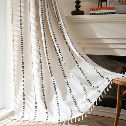 Sutuo Home Boho Curtains 84 Inches Long, Light Filtering Country Semi Blackout by SutuoHome