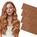GOO GOO Invisi Edge Tape in Hair Extensions Human Hair, 330 Cinnamon Terra Copper, 20pcs 16inch 50g, Virgin Remy Hair, Seamless Injected Tape, Natural Look