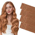 GOO GOO Invisi Edge Tape in Hair Extensions Human Hair, 330 Cinnamon Terra Copper, 20pcs 18inch 50g, Virgin Remy Hair, Seamless Injected Tape, Natural Look