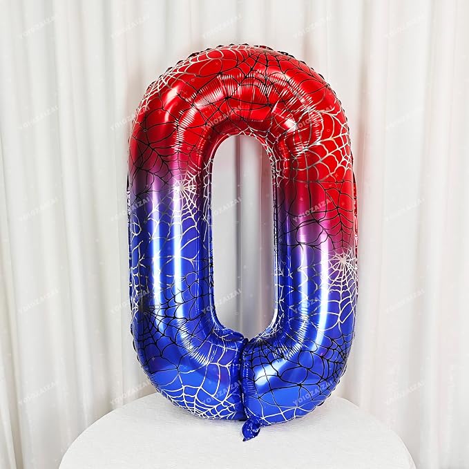 40 IN Red Blue Gradient Number 0 Balloon Large Digital 0 Foil Balloon | - Image 6