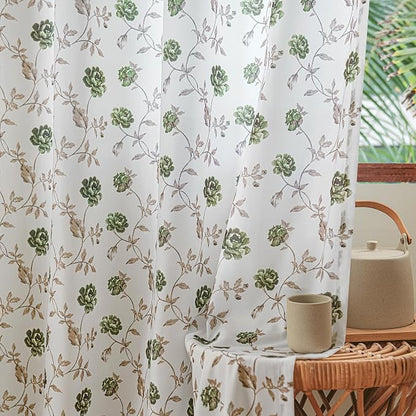 Beauoop Floral Sheer Curtains 72 Inches Long 2 Panels by Beauoop