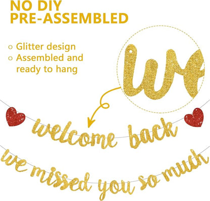 Glitter Gold Welcome Back We Missed You So Much Banner NO DIY | Pre-Strung - Image 2