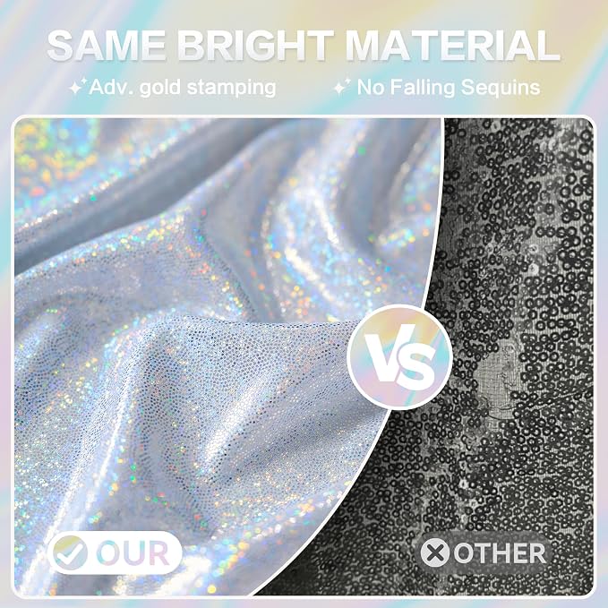 gogoparti 20x10FT Laser Silver Sequin Backdrop Curtain - Image 2