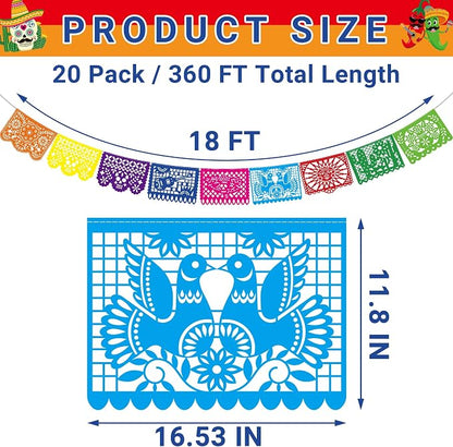20 Pack Cinco De Mayo Banner, 360 FT Fiesta Banner Mexican Party Decorations - Image 2