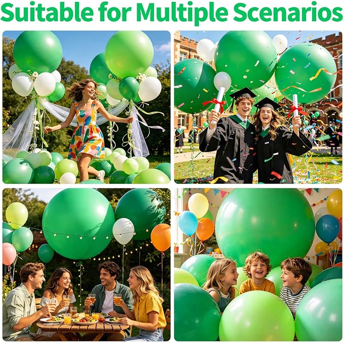 5Pcs Green Big Balloons 36 Inch, Round Large Latex Party Balloons - Image 4