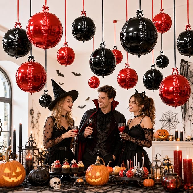 Black Red Round Foil Balloons - Image 7