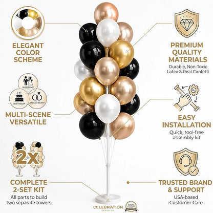 Black Gold Balloon Tower Kit Set of 2 - Image 3