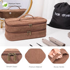 Double-layer Hair Tools Travel Case with Black Hair Dryer Bag with Detachable Divider compatible with Shark FlexStyle/SmoothStyle - Flat Curling Iron Travel Organizer