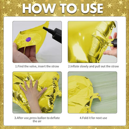Black Gold Foil Star Balloons, 18 Inches Star Foil Balloons - Image 8