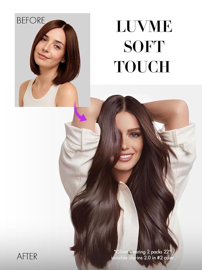 LUVME Invisible Clip in Hair Extensions Real Human Hair, 26 inch 110g 6Pcs, Natural Remy Human Hair Extensions Clip ins for Women, Natural Human Hair Silky Straight Highlight No.2