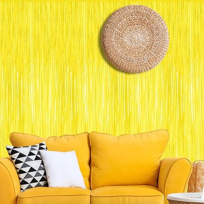 ZATAYE 2 Pack Yellow Foil Curtain Streamer Decorations | Yellow, Metallic Foil - Image 7