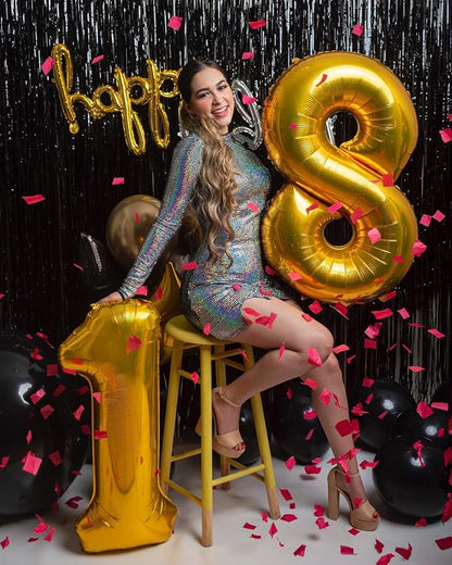 Gold 8 Balloon - Number Balloon 40 Inch, 8th Gold Birthday Decorations | Giant - Image 9