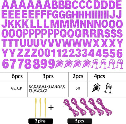 129Pcs DIY Custom Letter Banner Glitter Customizable Banner Kit 0-9 Numbers DIY - Image 2